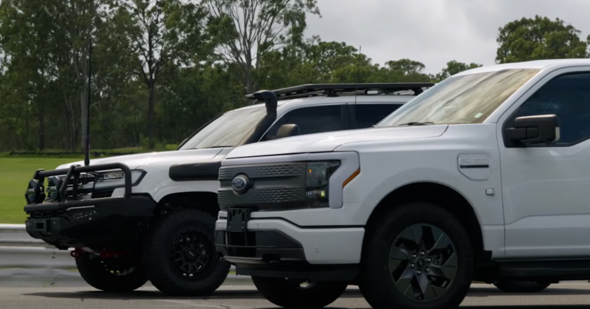 Ford F-150 Lightning, Toyota LandCruiser meet in wild drag race challenge